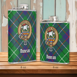 Clan Duncan Crest over Tartan Hip Flask
