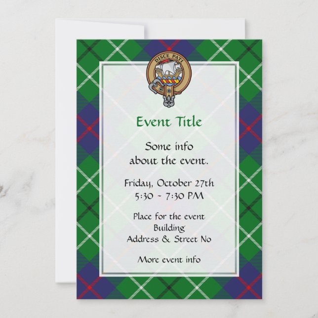 Clan Duncan Crest over Tartan Invitation (Front)