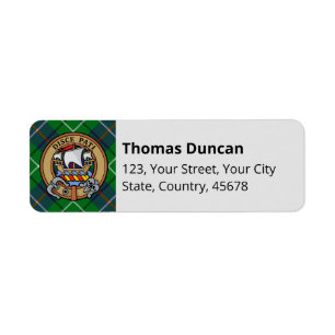 Clan Duncan Crest over Tartan Return Address Label