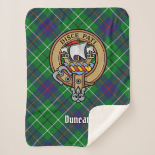 Clan Duncan Crest over Tartan Sherpa Blanket
