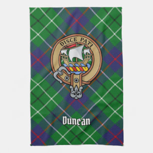 Clan Duncan Crest over Tartan Tea Towel