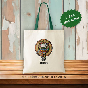 Clan Duncan Crest over Tartan Tote Bag