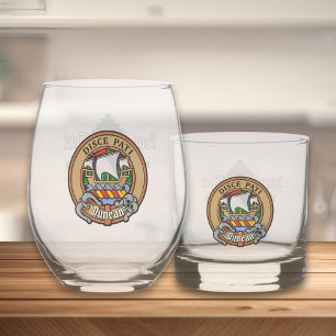 Clan Duncan Crest over Tartan Whiskey Glass