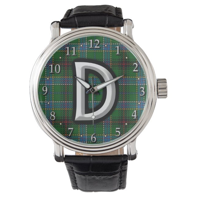 Clan Duncan Letter D Monogram Tartan Watch (Front)