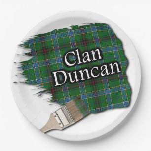 Clan Duncan Scottish Tartan Paint Brush Paper Plate