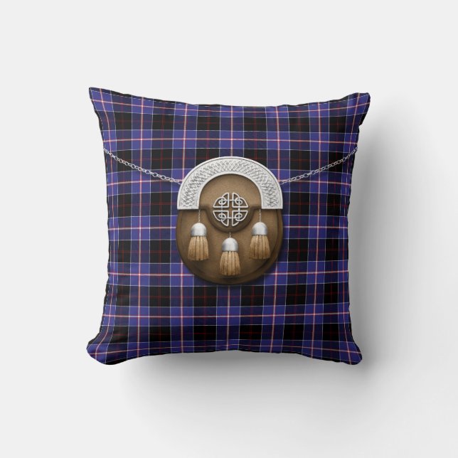 Clan Dunlap Tartan And Sporran Cushion (Front)