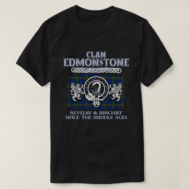 Clan Edmonstone crest Scottish clans Scottish surn T-Shirt (Design Front)