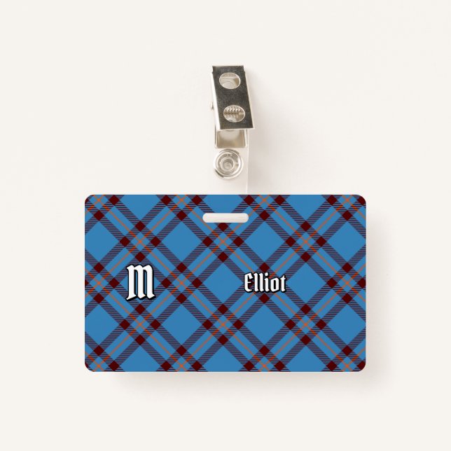 Clan Elliot Ancient Tartan Badge ID Badge (Front with Clip)