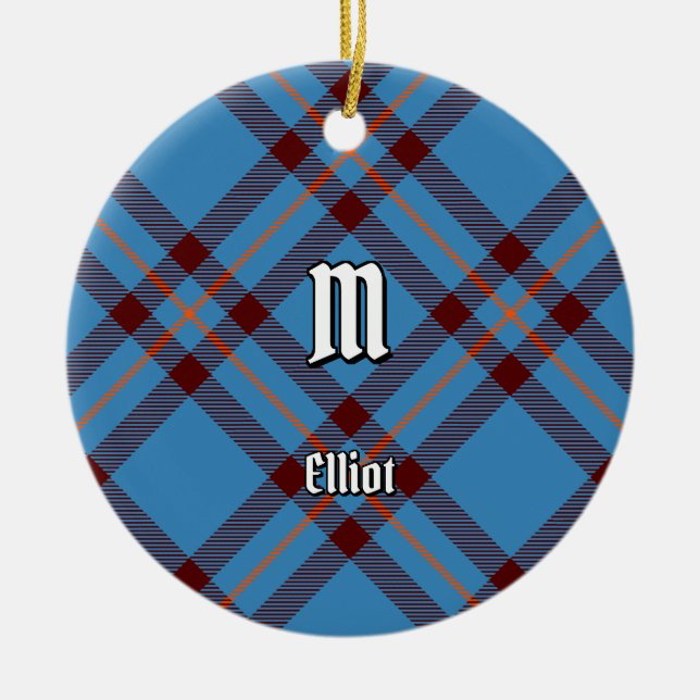 Clan Elliot Ancient Tartan Ceramic Ornament (Front)