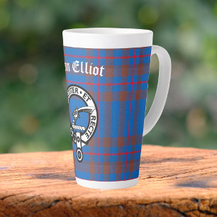Clan Elliot Crest Badge & Tartan Latte Mug