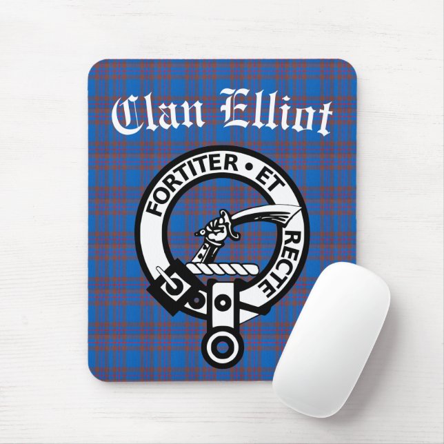 Clan Elliot Crest Badge & Tartan Mouse Pad (With Mouse)