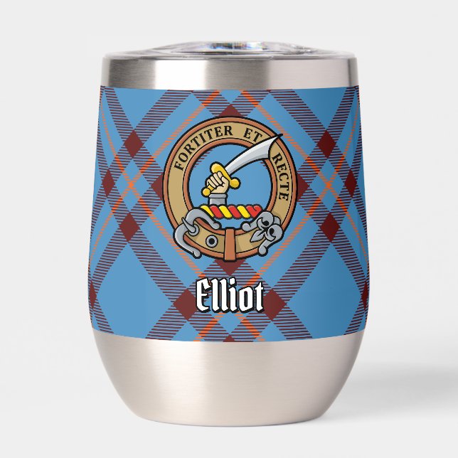Clan Elliot Crest over Ancient Tartan (Front)