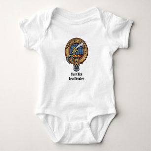 Clan Elliot Crest over Ancient Tartan Baby Bodysuit