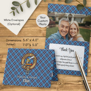 Clan Elliot Crest over Ancient Tartan Invitation