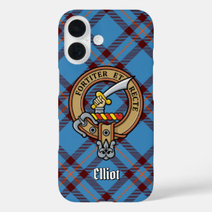 Clan Elliot Crest over Ancient Tartan iPhone Case