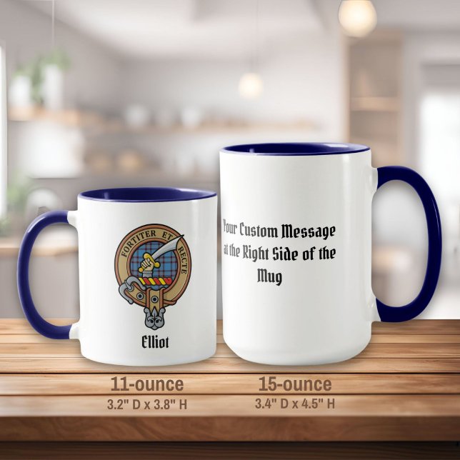 Clan Elliot Crest over Ancient Tartan Mug (Creator Uploaded)
