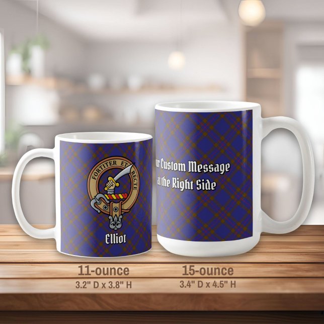 Clan Elliot Crest over Modern Tartan Coffee Mug (Creator Uploaded)