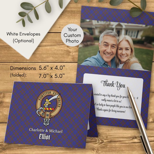 Clan Elliot Crest over Modern Tartan Invitation (Creator Uploaded)