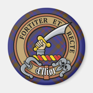 Clan Elliot Crest over Modern Tartan Magnet