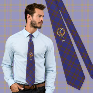 Clan Elliot Crest over Modern Tartan Tie