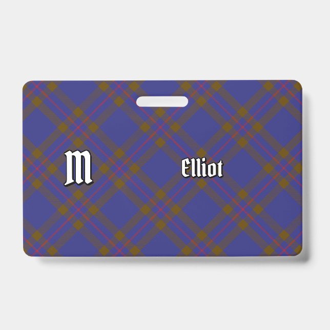 Clan Elliot Modern Tartan Badge ID Badge (Front)