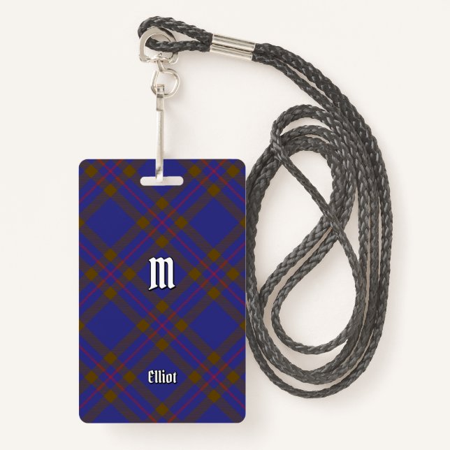 Clan Elliot Modern Tartan Badge ID Badge (Front with Lanyard)