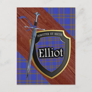Clan Elliot Tartan Sword & Shield Postcard