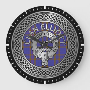 Clan ELLioTT Crest & Tartan Knot Large Clock