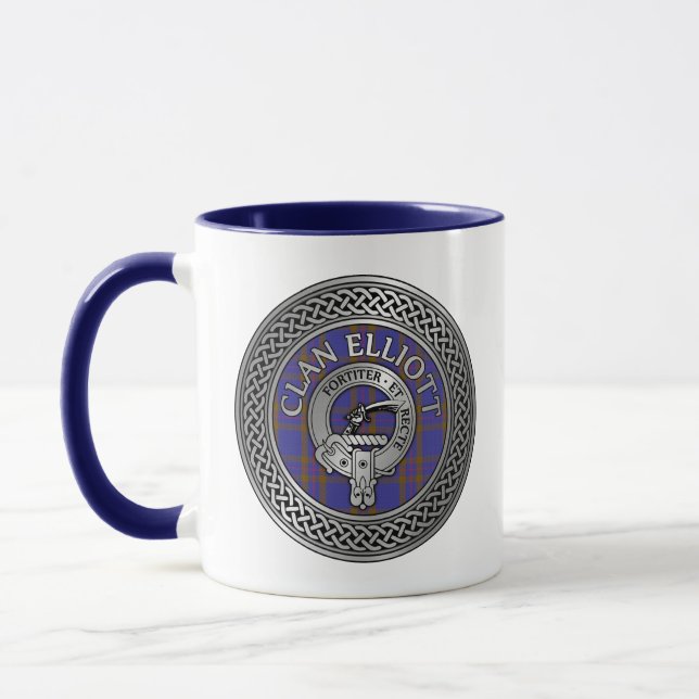 Clan ELLioTT Crest & Tartan Knot Mug (Left)