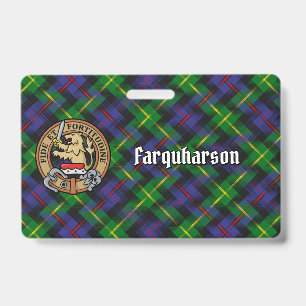 Clan Farquharson Crest over Tartan ID Badge