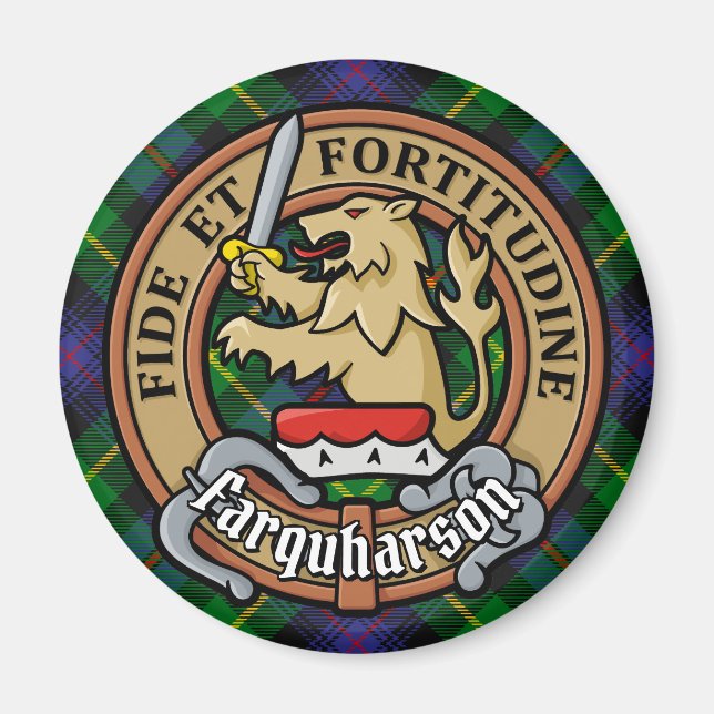 Clan Farquharson Crest over Tartan Magnet (Front)