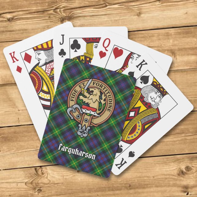 Clan Farquharson Crest over Tartan Playing Cards (Creator Uploaded)
