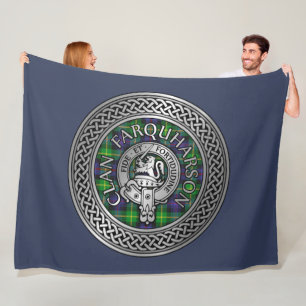 Clan Farquharson Crest & Tartan Knot Fleece Blanket
