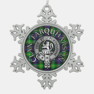 Clan Farquharson Crest & Tartan Snowflake Pewter Christmas Ornament