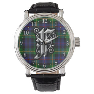 Clan Farquharson Letter F Monogram Tartan Watch