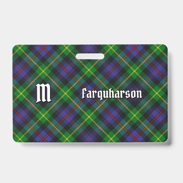Clan Farquharson Tartan Badge ID Badge (Front)