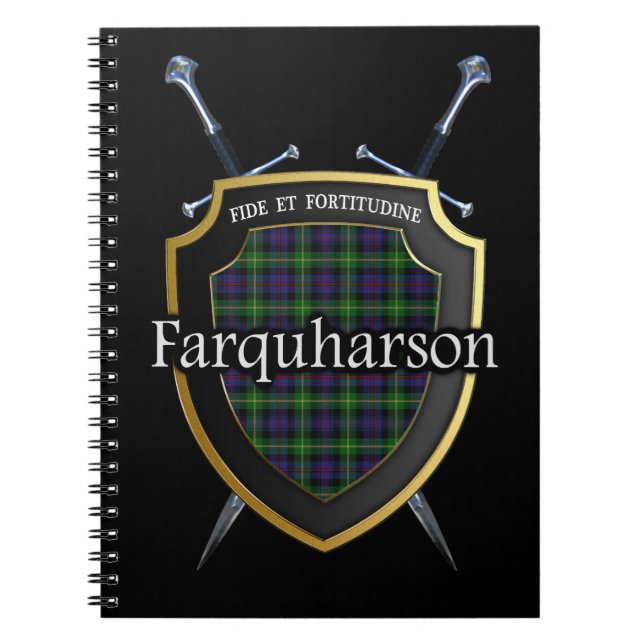 Clan Farquharson Tartan Shield & Swords Notebook (Front)