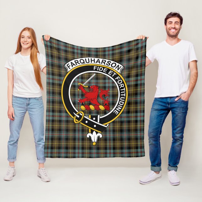 Clan Farquharson Weathered Tartan Plaid Fleece Blanket (In Situ)
