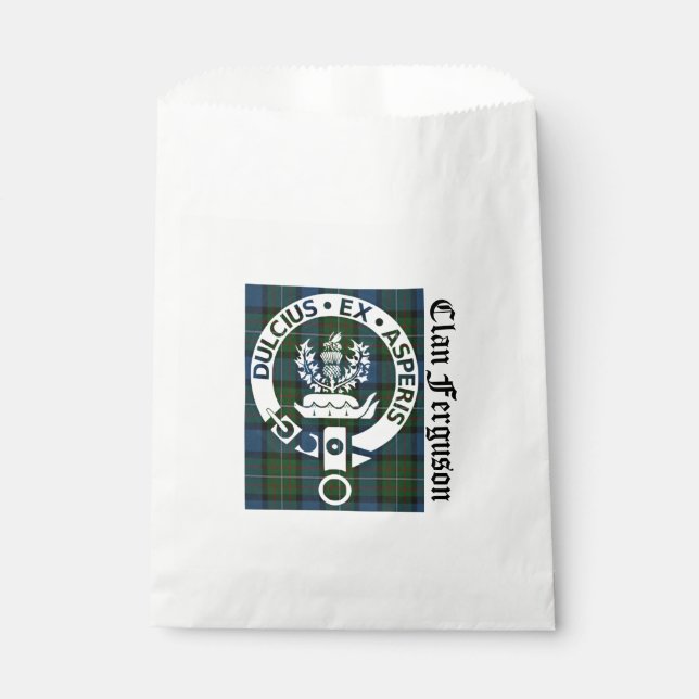Clan Ferguson Crest Badge & Tartan Favour Bag (Front)