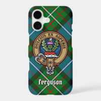 Clan Ferguson Crest over Tartan