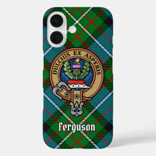 Clan Ferguson Crest over Tartan iPhone 16 Case