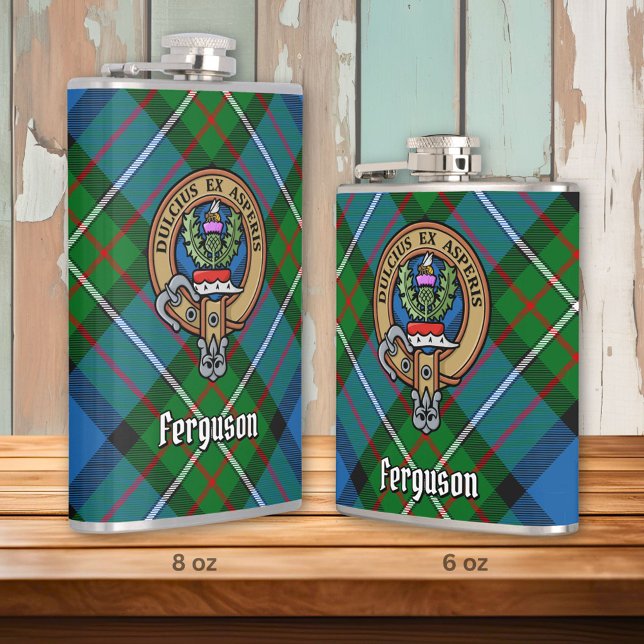 Clan Ferguson Crest over Tartan Hip Flask (Creator Uploaded)