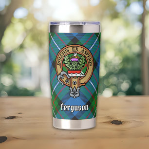 Clan Ferguson Crest over Tartan Insulated Tumbler