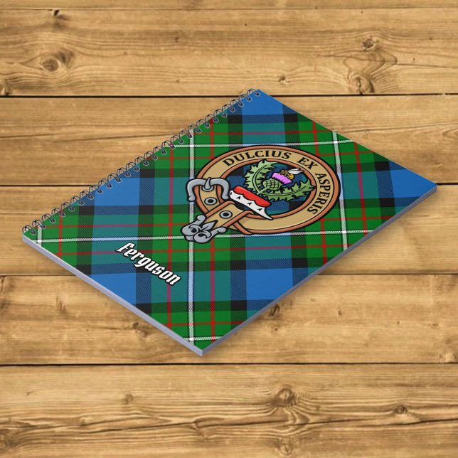 Clan Ferguson Crest over Tartan Notebook (Creator Uploaded)
