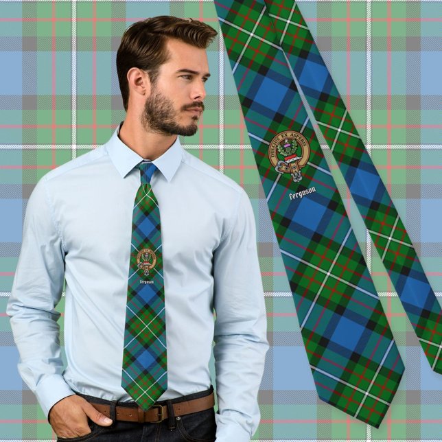 Clan Ferguson Crest over Tartan Tie (Creator Uploaded)
