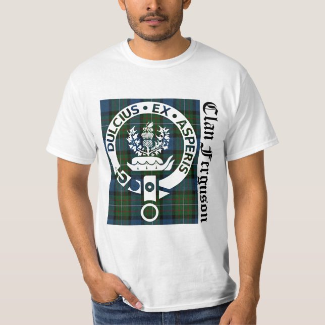Clan Ferguson Crest & Tartan T-Shirt (Front)