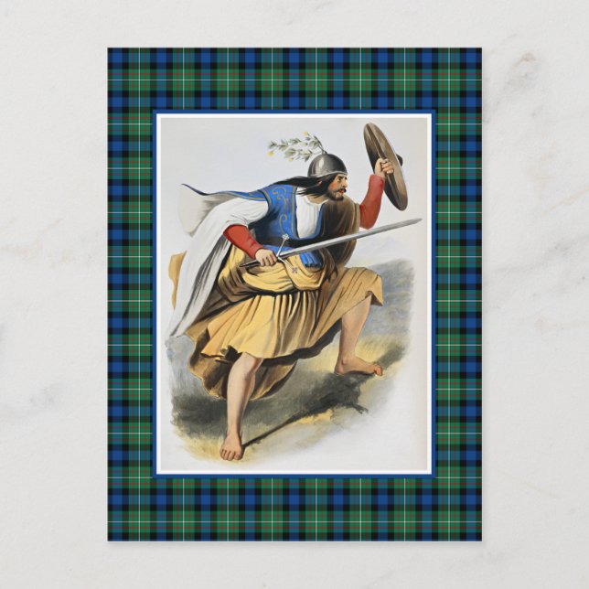 Clan Ferguson Vintage Illustration Tartan Frame Postcard (Front)
