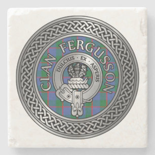 Clan Fergusson Crest & Tartan Knot Stone Coaster