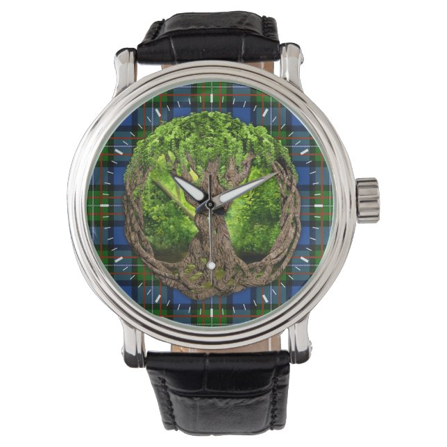 Clan Fergusson Tartan And Celtic Tree Of Life Watch (Front)