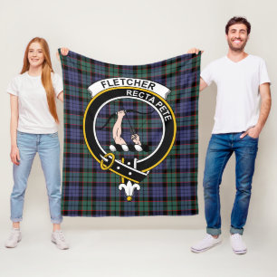 Clan Fletcher Modern Tartan Plaid Fleece Blanket
